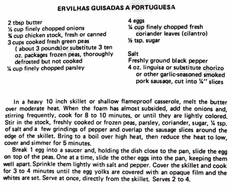 Ervilhas Guisadas a Portuguesa
