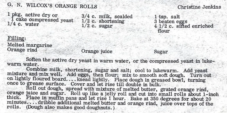 G. N. Wilcox’s Orange Rolls
