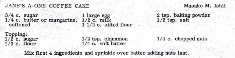 Jane’s A-One Coffee Cake