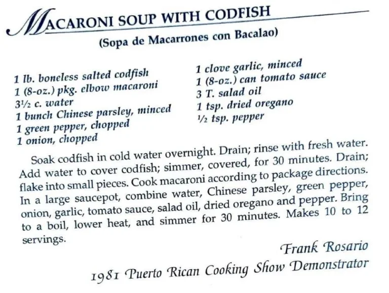 Macaroni Soup with Codfish