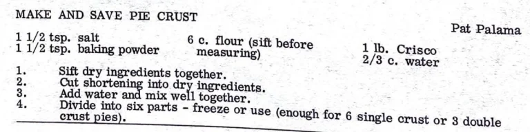 Make and Save Pie Crust