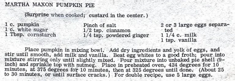 Martha Maxon Pumpkin Pie