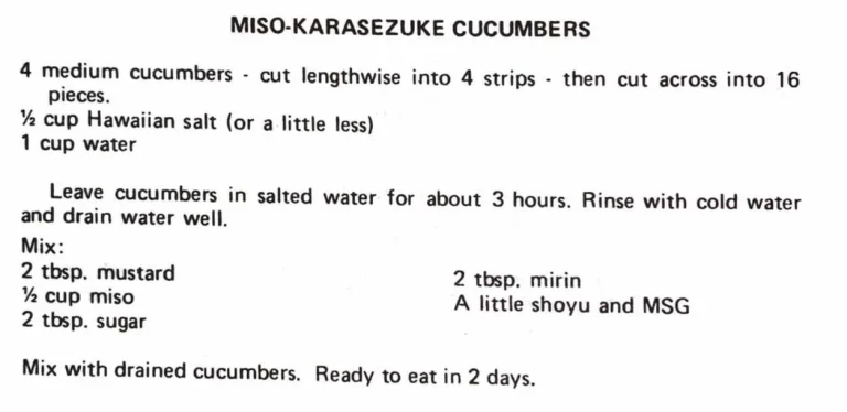 Miso-Karasezuke Cucumbers