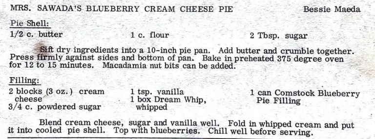Mrs. Sawada’s Blueberry Cream Cheese Pie