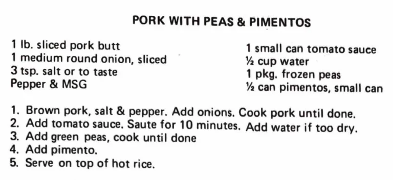 Pork with Peas & Pimentos