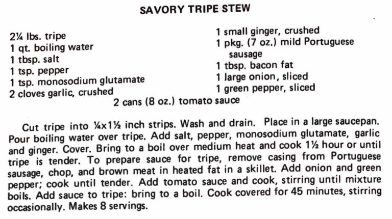 Savory Tripe Stew