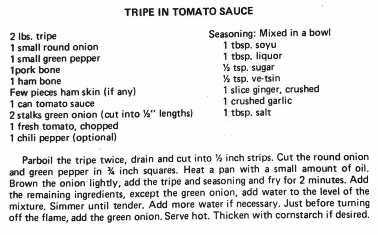 Tripe in Tomato Sauce
