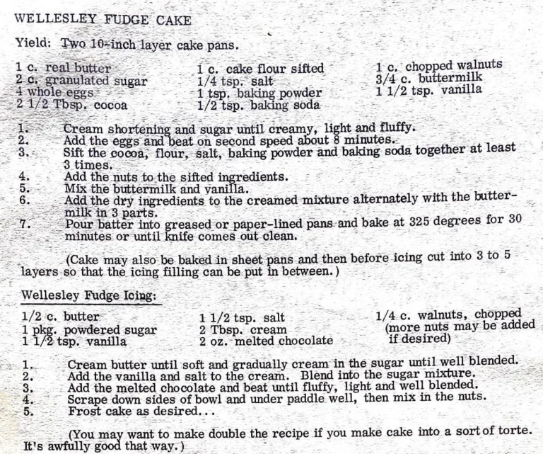 Wellesley Fudge Cake