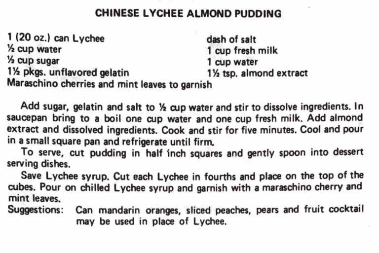 Chinese Lychee Almond Pudding
