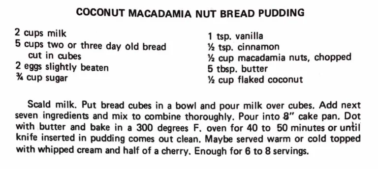 Coconut Macadamia Nut Bread Pudding