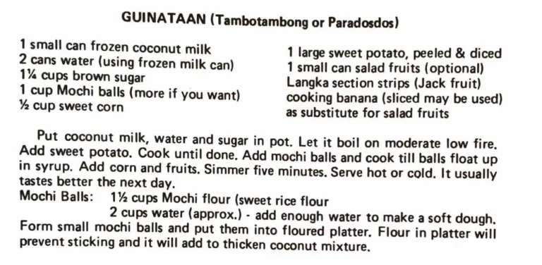 Guinataan (Tambotambong or Paradosdos)