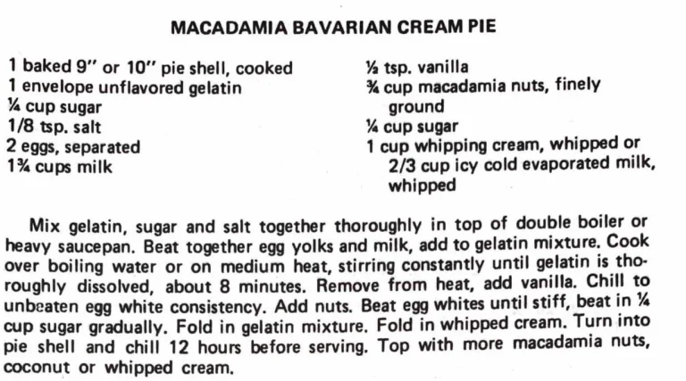 Macadamia Bavarian Cream Pie