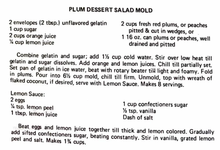 Plum Dessert Salad Mold
