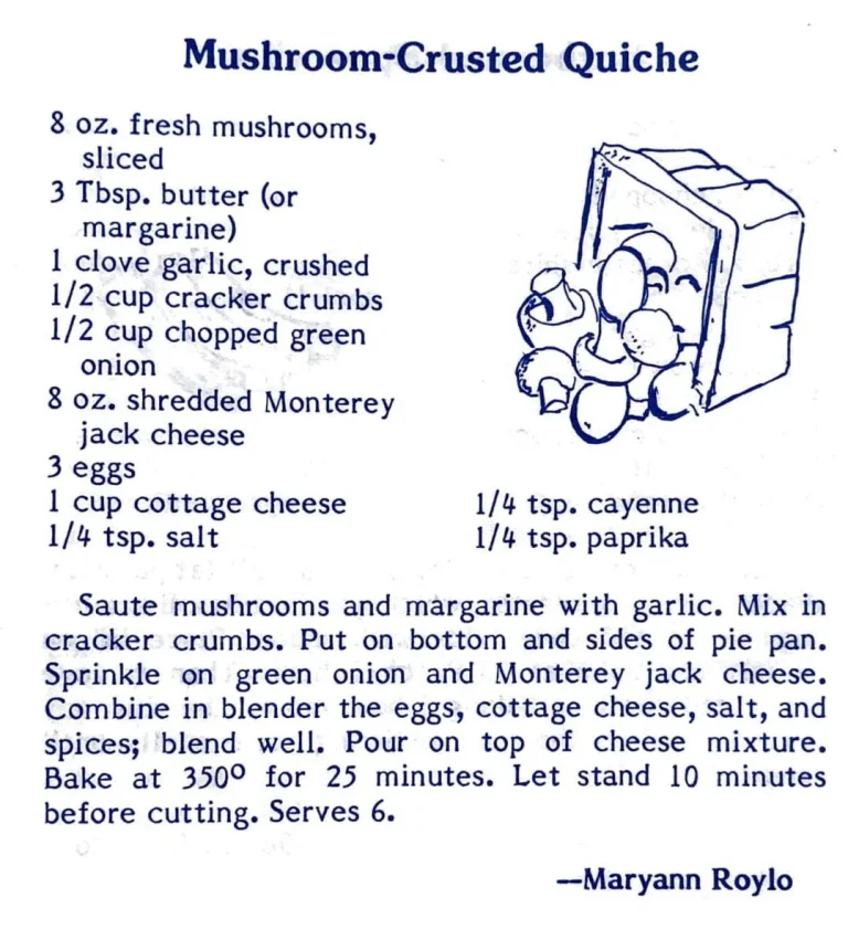 Mushroom Crusted Quiche