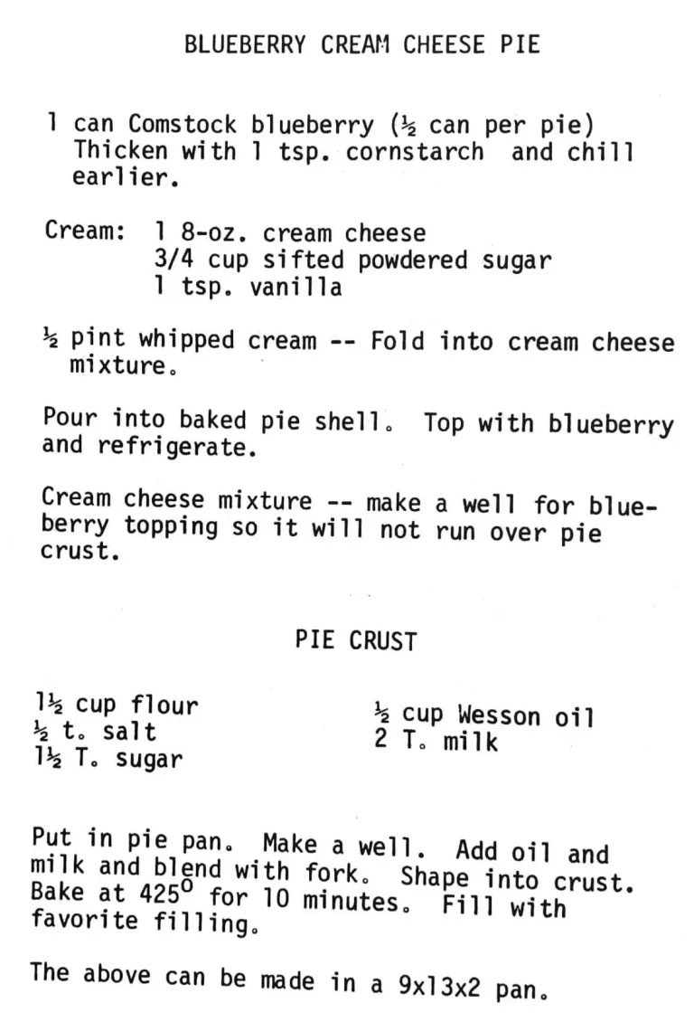 Blueberry Cream Cheese Pie