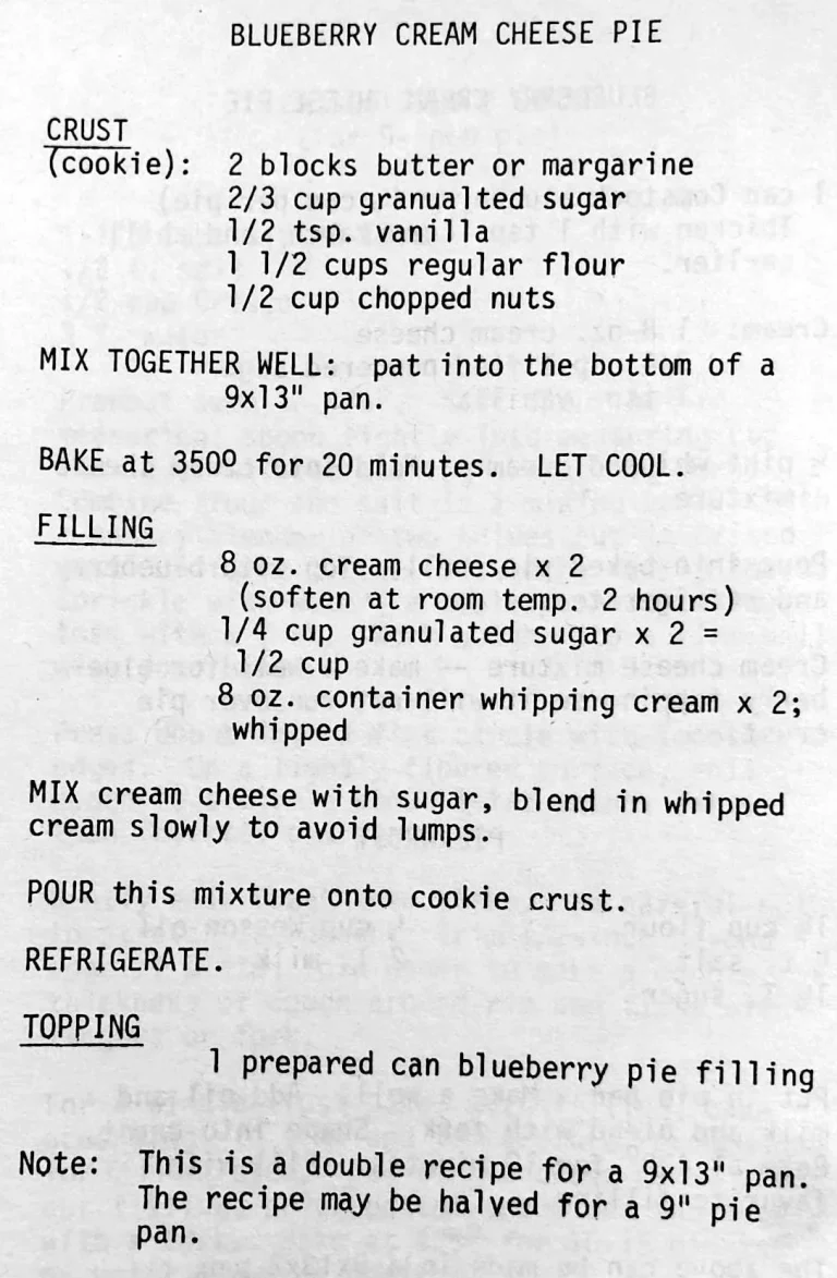 Blueberry Cream Cheese Pie