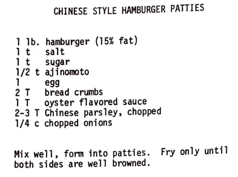 Chinese Style Hamburger Patties
