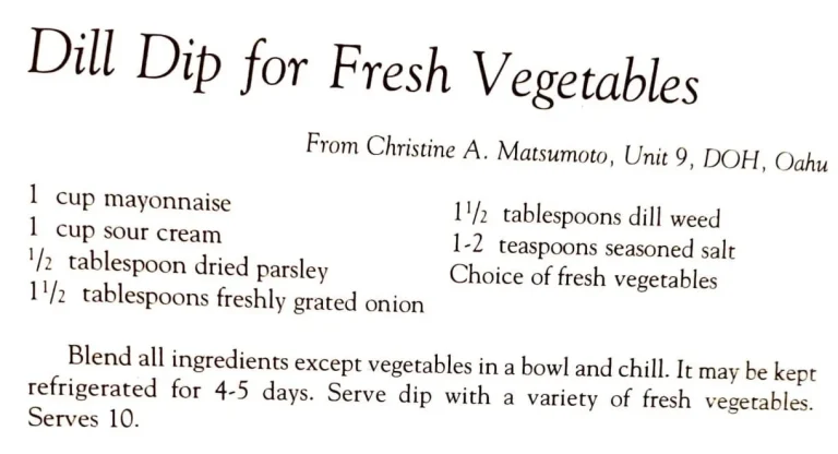 Dill Dip for Fresh Vegetables