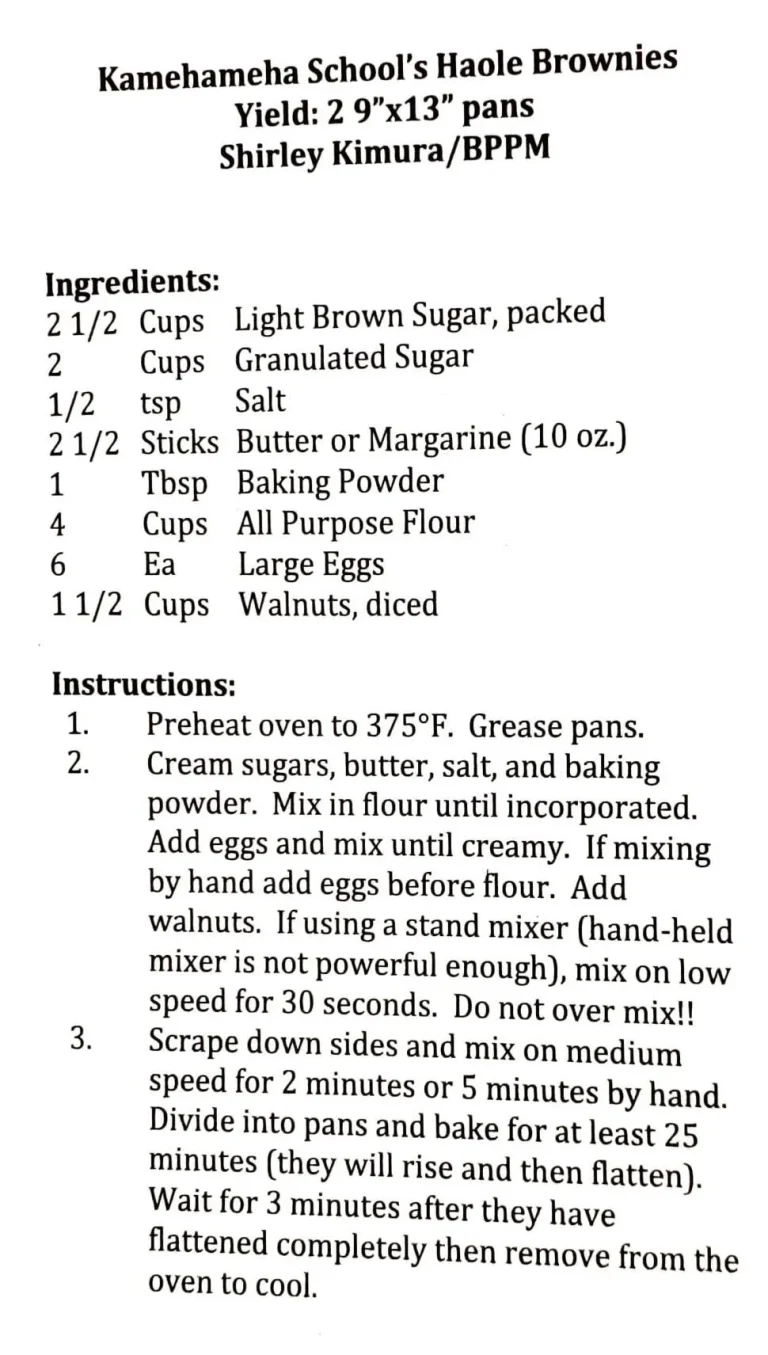 Kamehameha School’s Haole Brownies