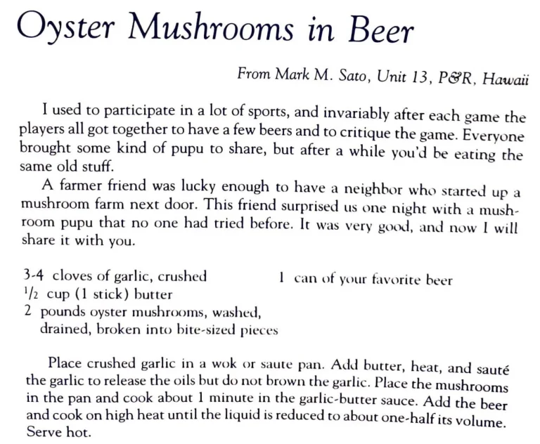 Oyster Mushrooms in Beer