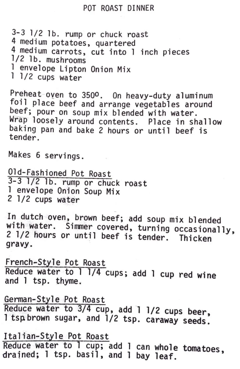 Pot Roast Dinner