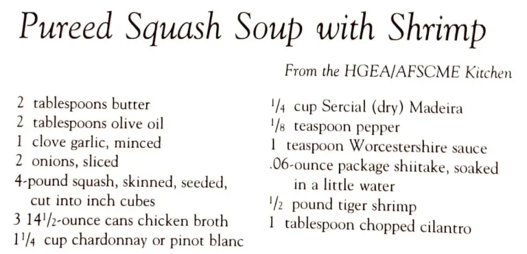 Pureed Squash Soup with Shrimp
