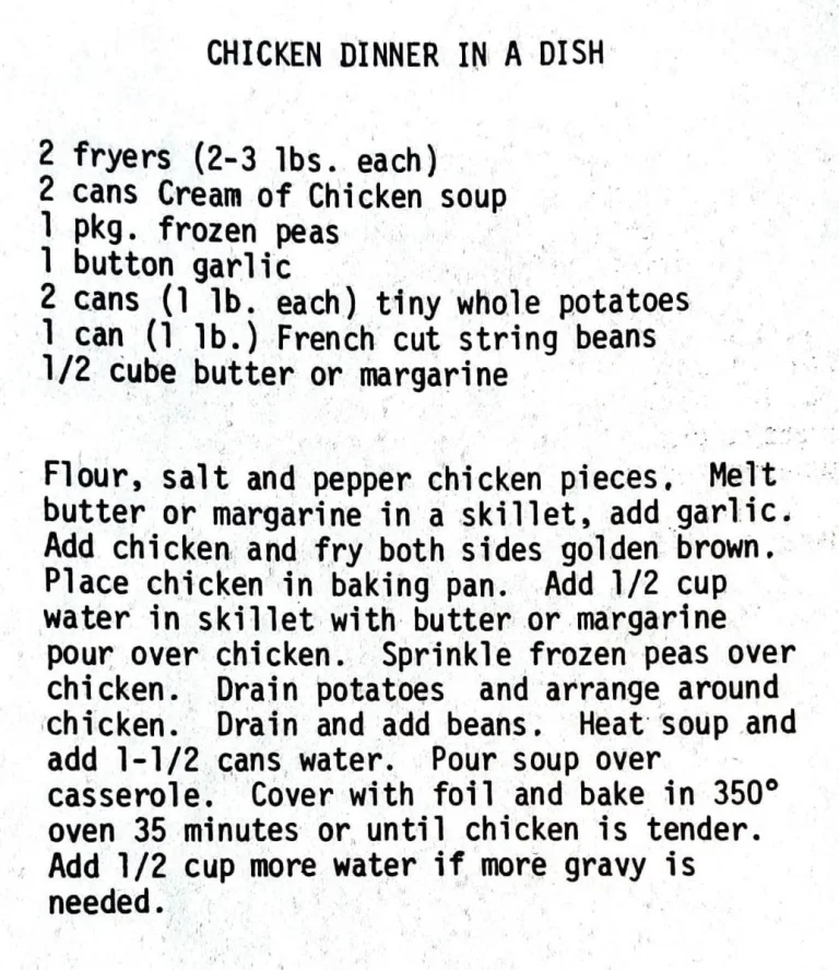 Chicken Dinner in a Dish