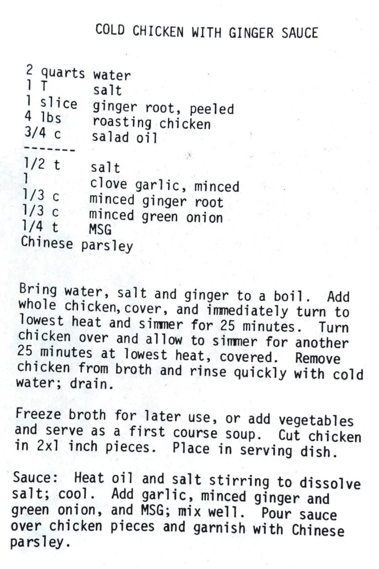 Cold Chicken with Ginger Sauce