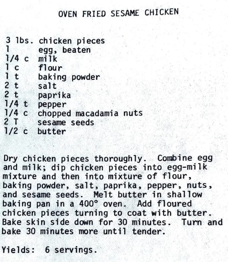 Oven Fried Sesame Chicken