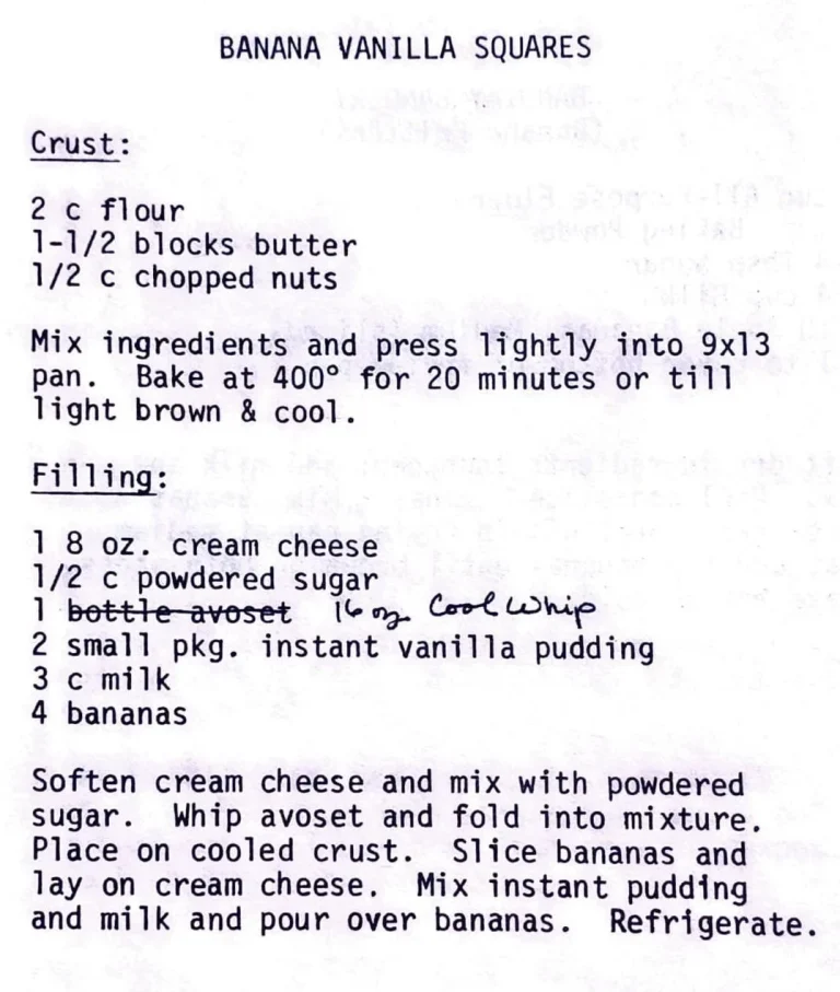 Banana Vanilla Squares