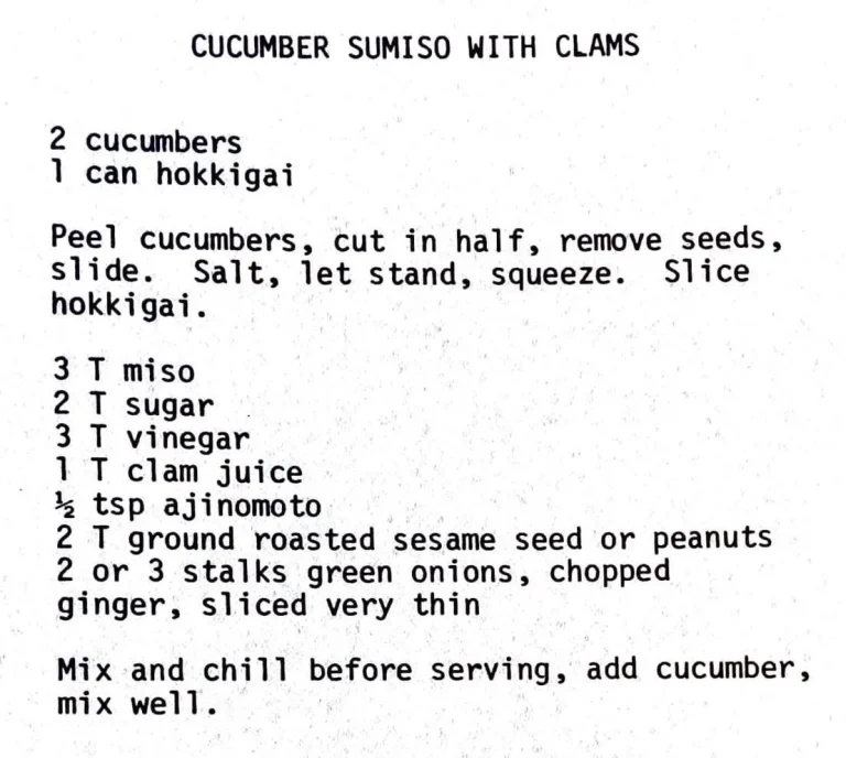 Cucumber Sumiso with Clams