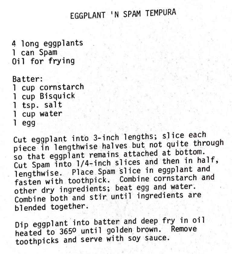 Eggplant ‘N Spam Tempura