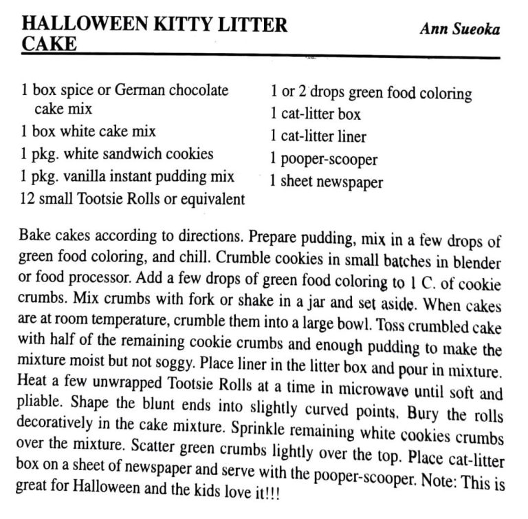 Halloween Kitty Litter Cake