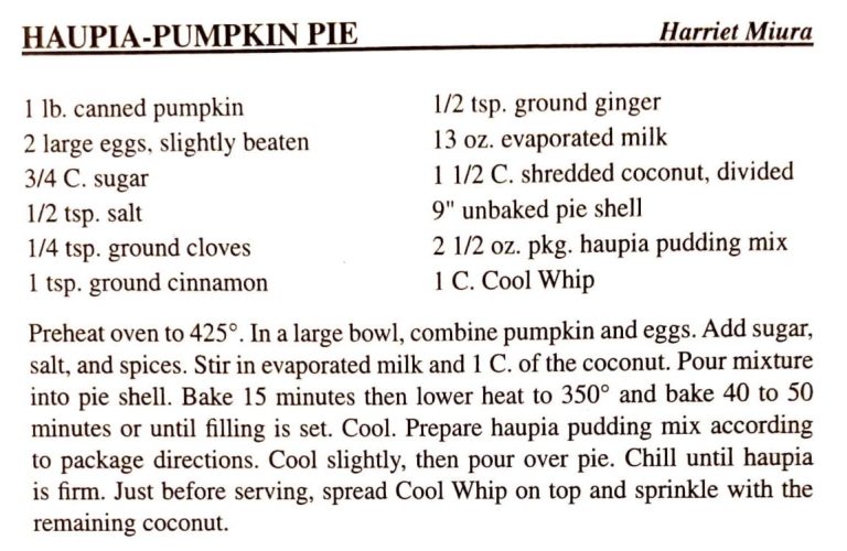 Haupia-Pumpkin Pie