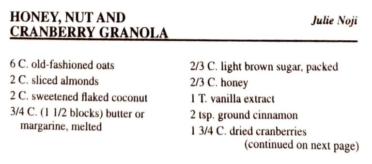 Honey, Nut and Cranberry Granola