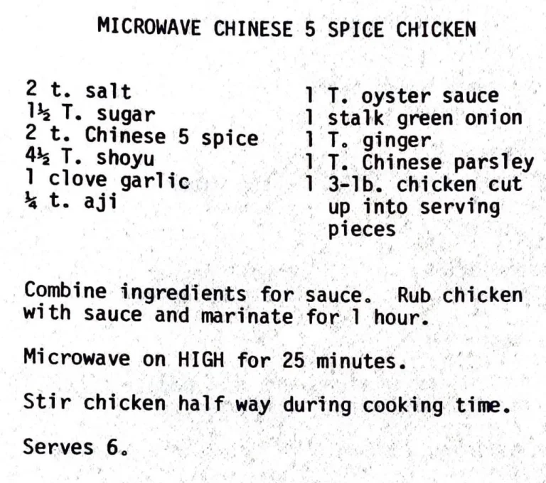 Microwave Chinese 5 Spice Chicken