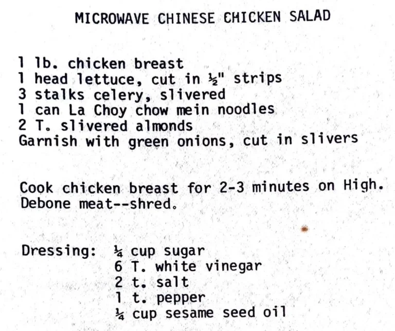 Microwave Chinese Chicken Salad