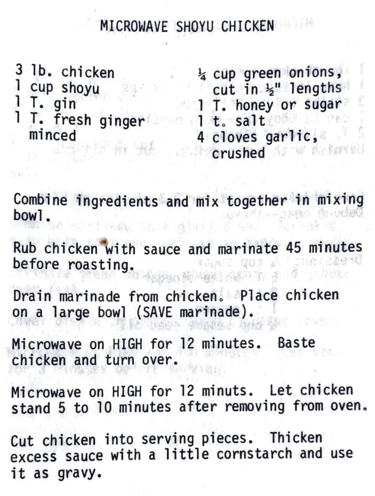 Microwave Shoyu Chicken