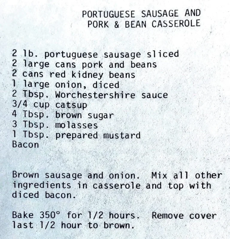 Portuguese Sausage and Pork & Bean Casserole