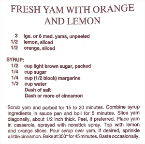 Fresh Yam with Orange and Lemon