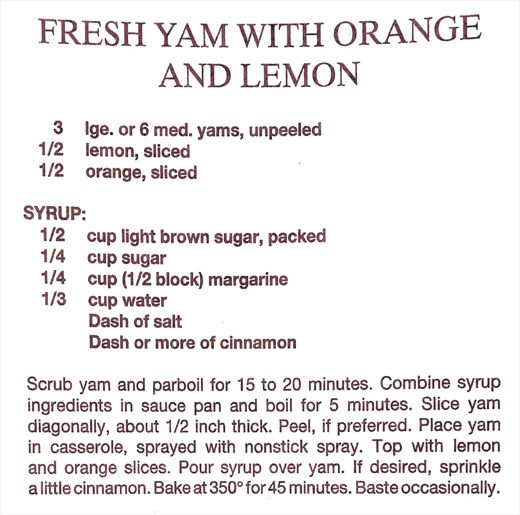 Fresh Yam with Orange and Lemon