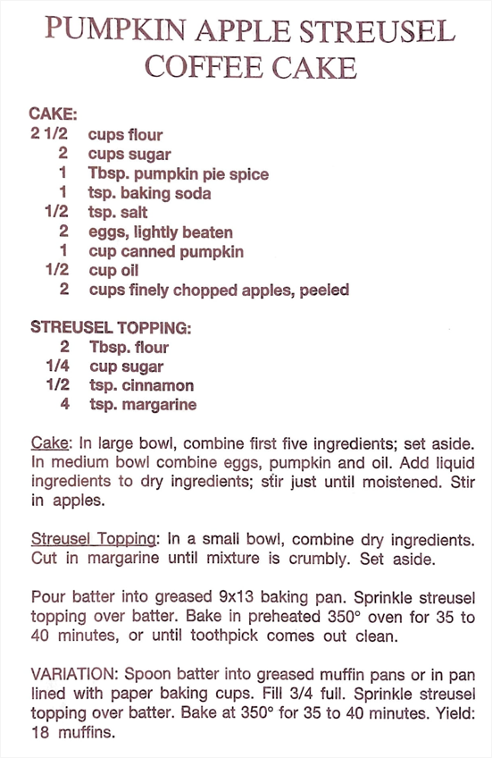 Pumpkin Apple Streusel Coffee Cake