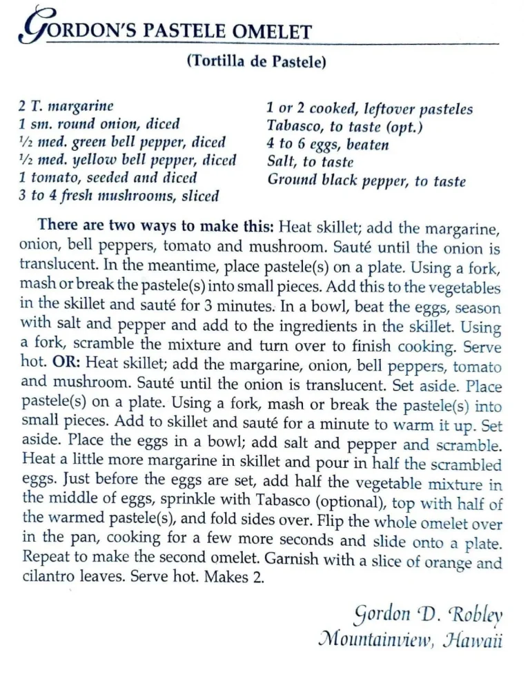 Gordon’s Pastele Omelet (Tortilla de Pastele)