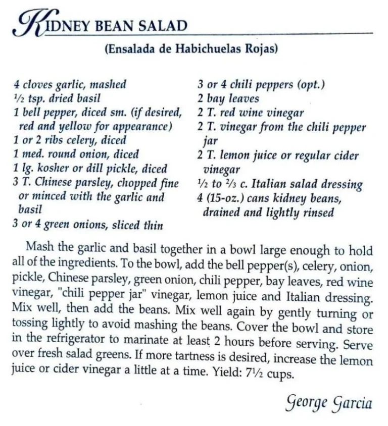 Kidney Bean Salad (Ensalada de Habichuelas Rojas)