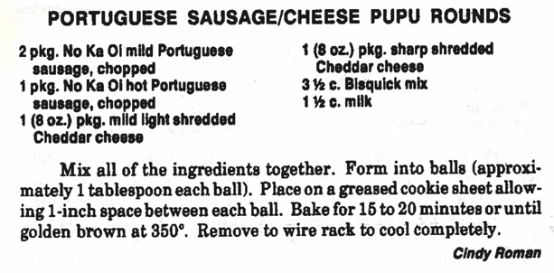 Portuguese Sausage/Cheese Pupu Rounds