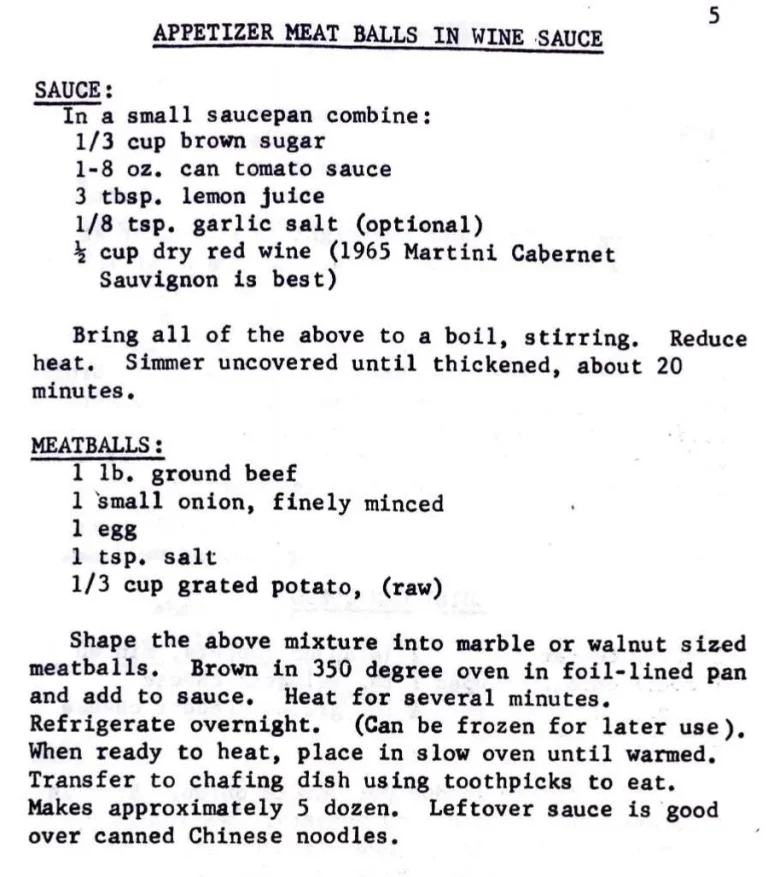 Appetizer Meat Balls in Wine Sauce
