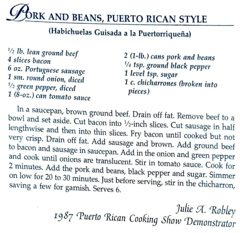 Pork and Beans, Puerto Rican Style (Habichuelas Guisada a la Puertorriqueña)