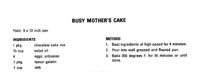 BUSY MOTHER’S CAKE